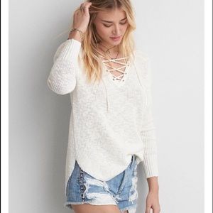 American Eagle Laced Ivory Sweater